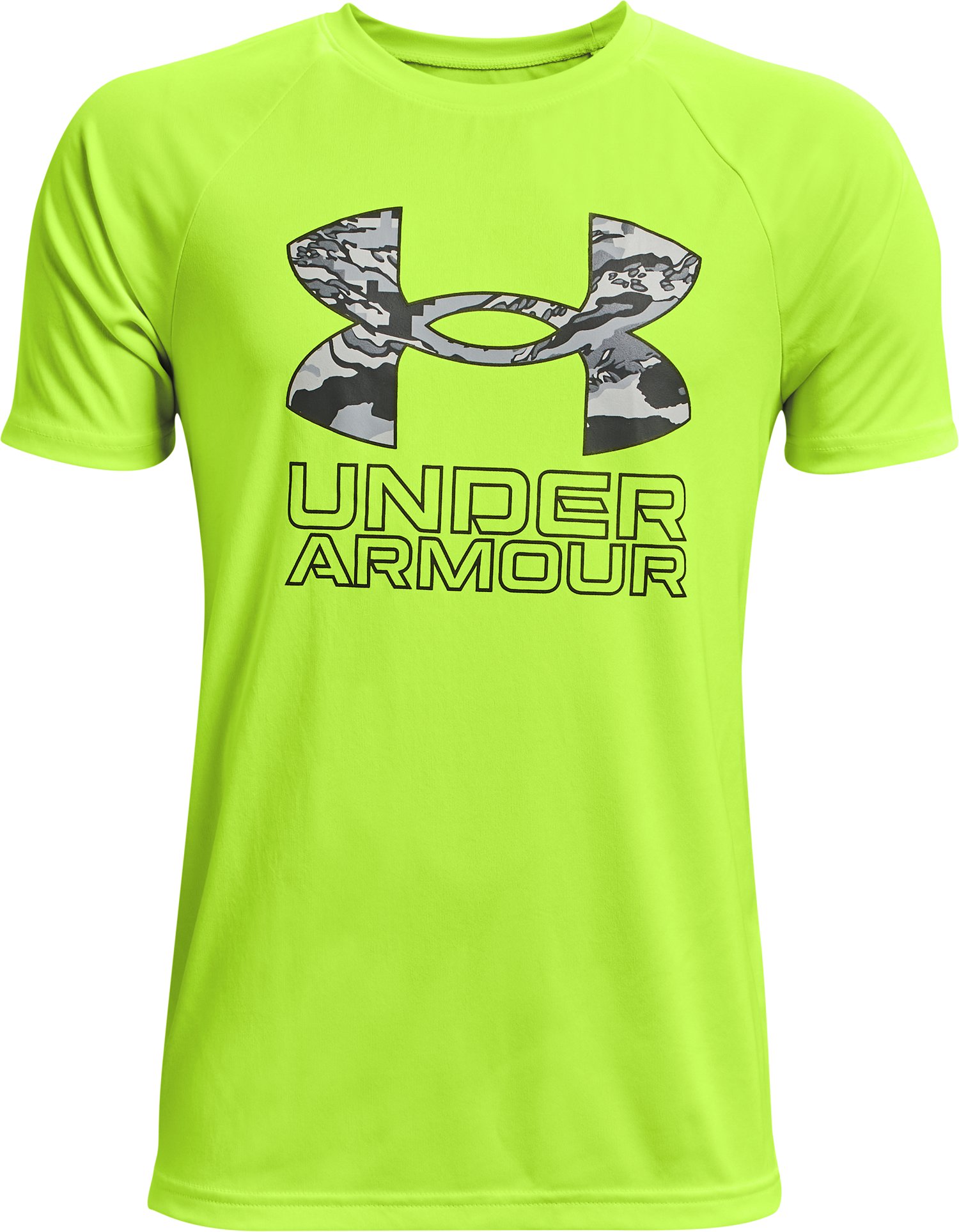 UA Tech Hybrid Print Fill Boys' Short Sleeve 7