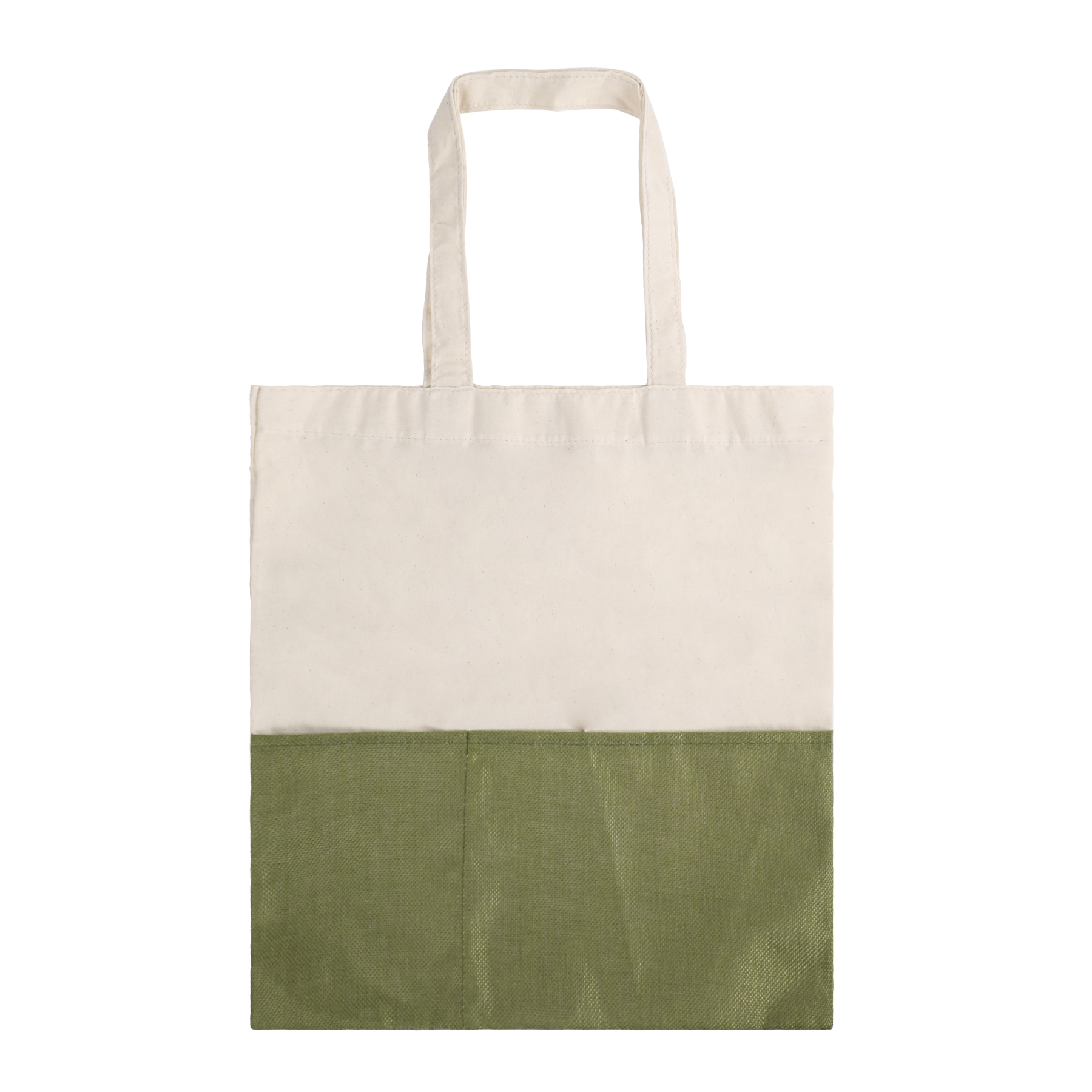 Two-Tone Cotton/ Burlap Tote with Pocket, custom tote bag with logo imprint 2