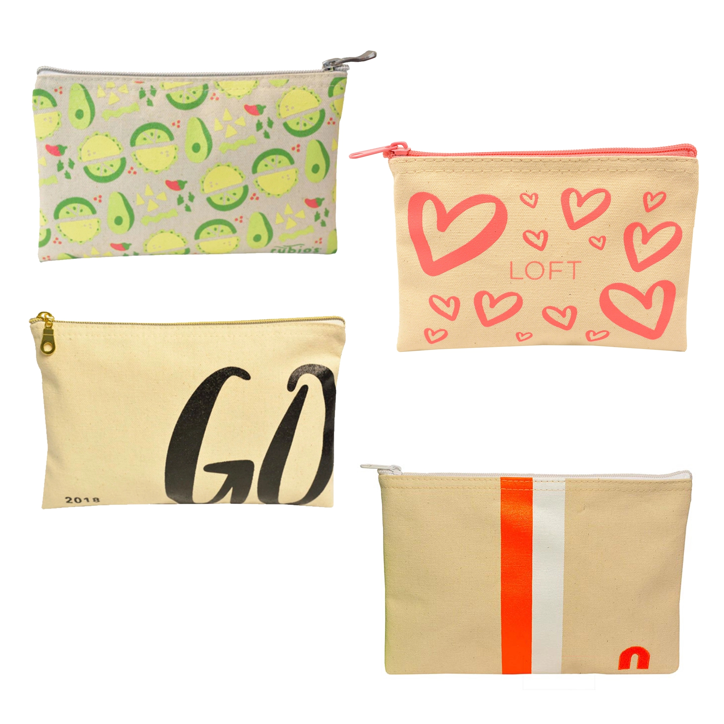 Canvas Zippered Pouches (8"w x 5"h)