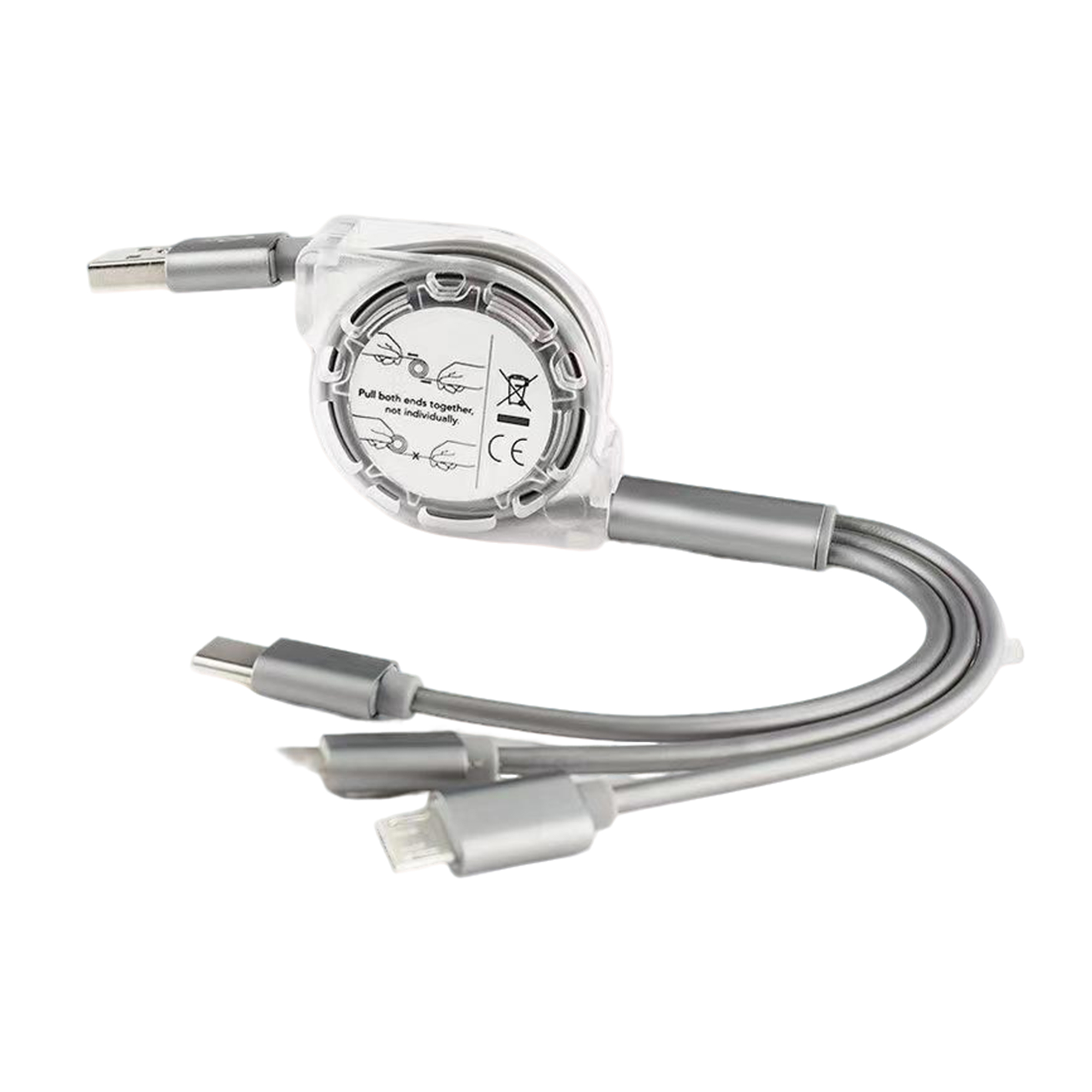 Three In One Retractable Charging Cable With Multiple Connectors 8