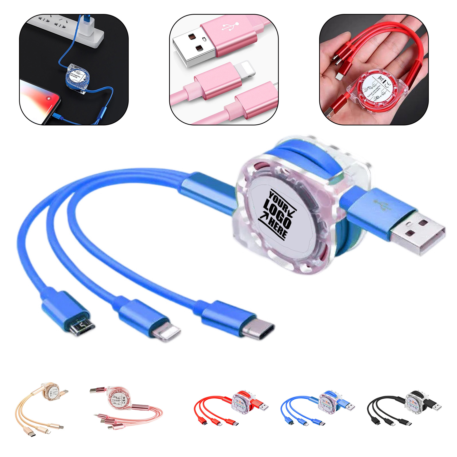 3 In 1 Multiple Mobile USB Charging Cable 2