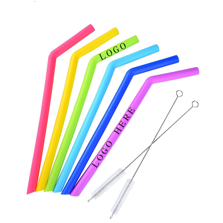 Reusable Silicone Drinking Straw with 1 Cleaning Brush 2