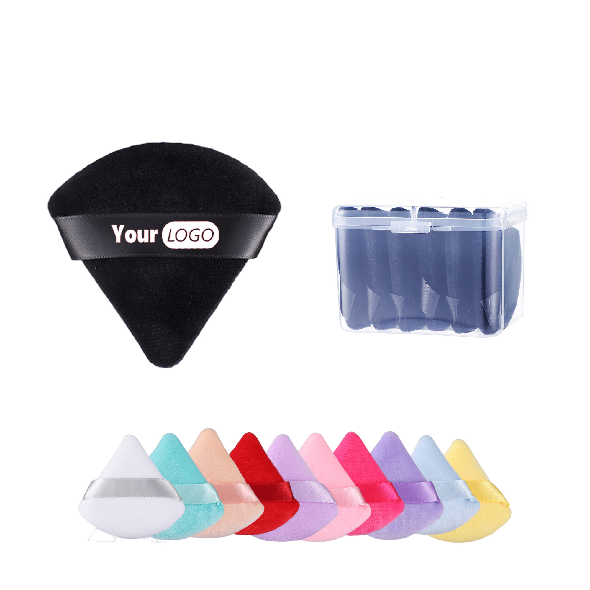 Triangle Powder Puffs Soft Velour Makeup with Case 6PCS 9