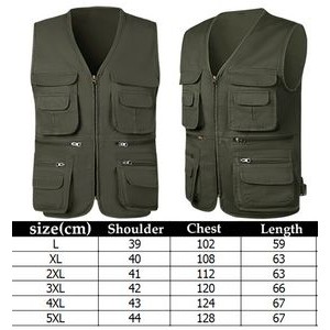 Men's Multi Pockets 100% Cotton Cargoes Fisherman Vest 2