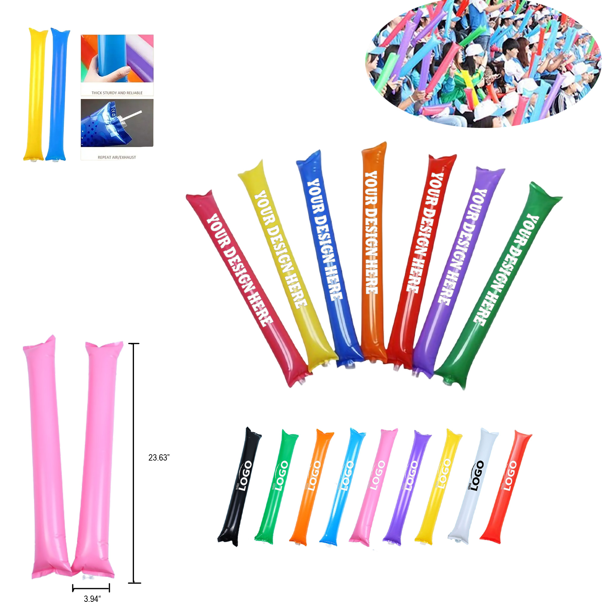 Thicken Inflatable Cheering Bam Thunder Sticks MOQ50 8
