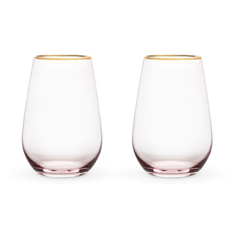 Twine Living® Rose Crystal Stemless Wine Glass, set of 2 4