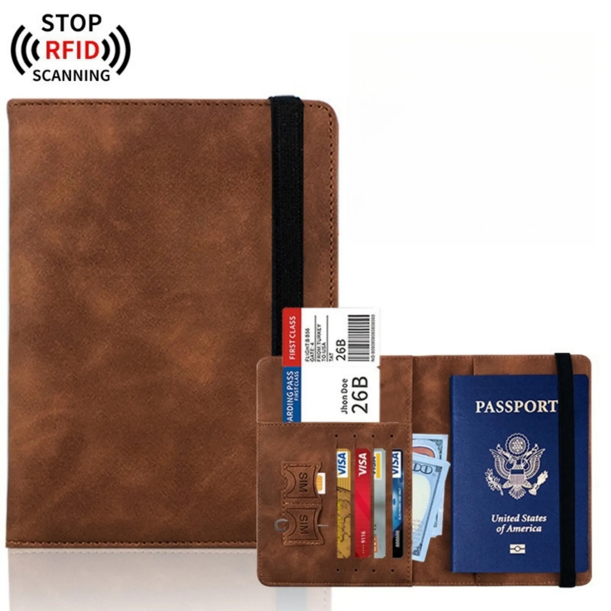 RFID-Blocking PU Leather Passport Holder 12