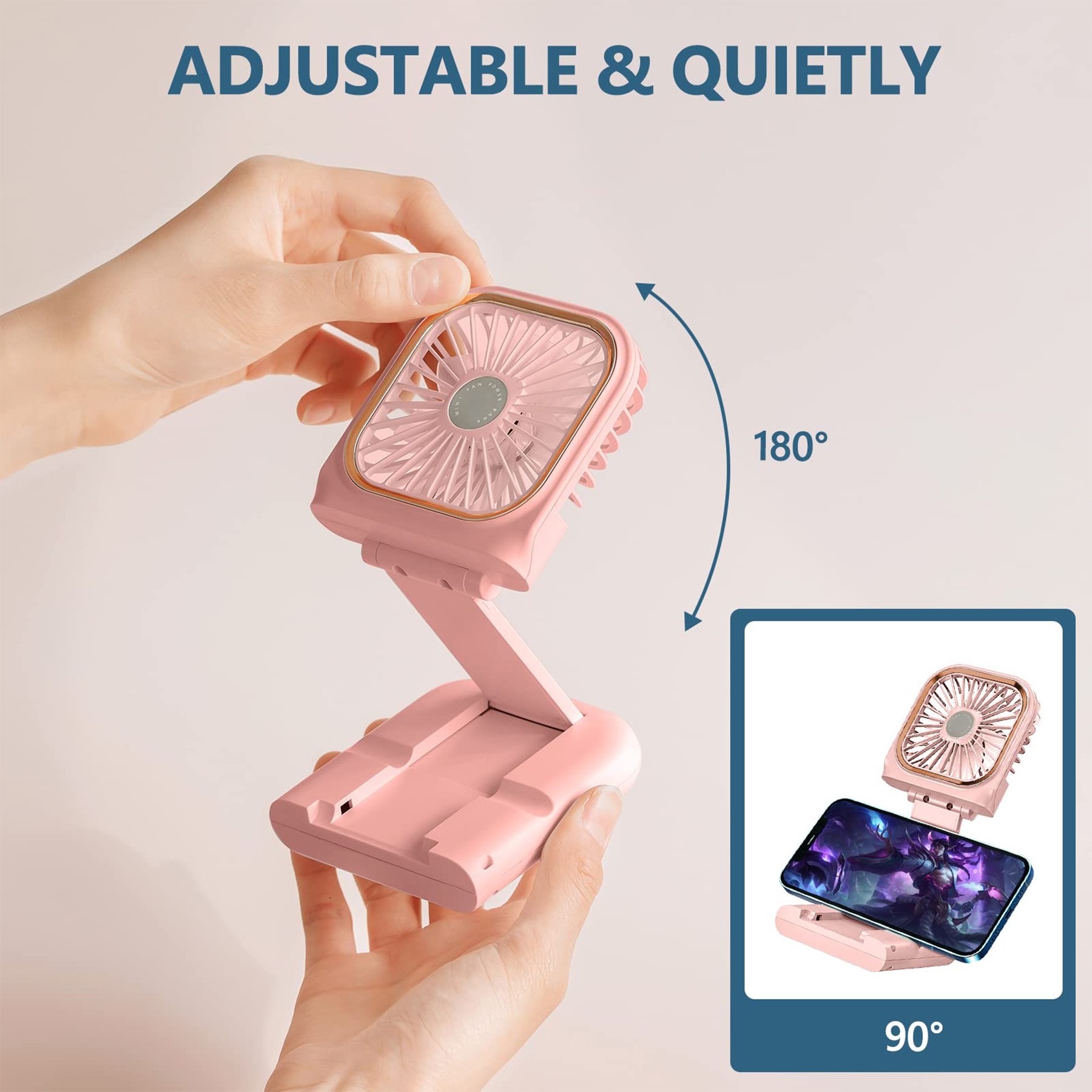 Folding Neck Power Bank Fan 3000Mah 3