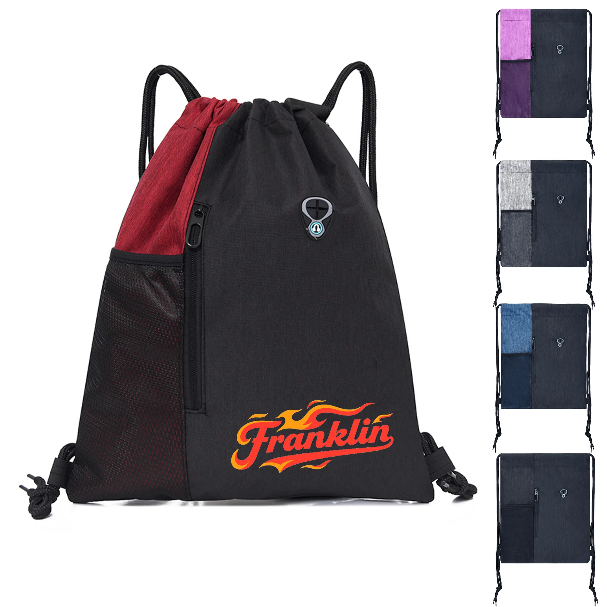 MOQ50 Nylon Colorblock Drawstring Bag 1