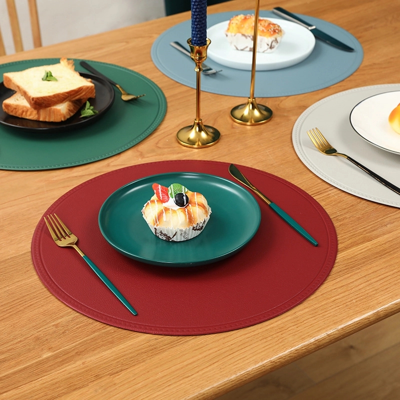 Custom Round PU Leather Table Placemat & Dining Meal Pad 12