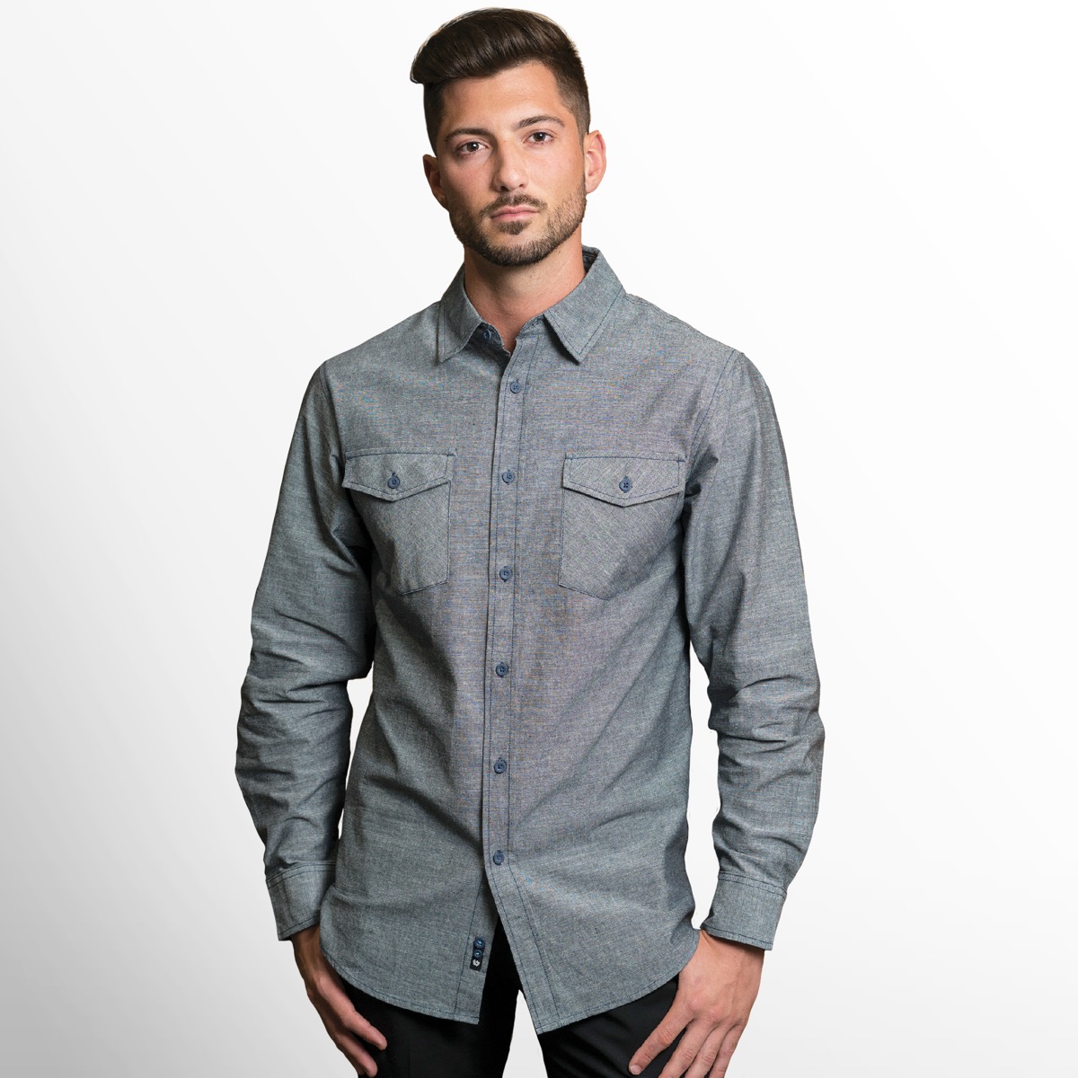 Burnside Men's Chambray Long Sleeve Shirt 2