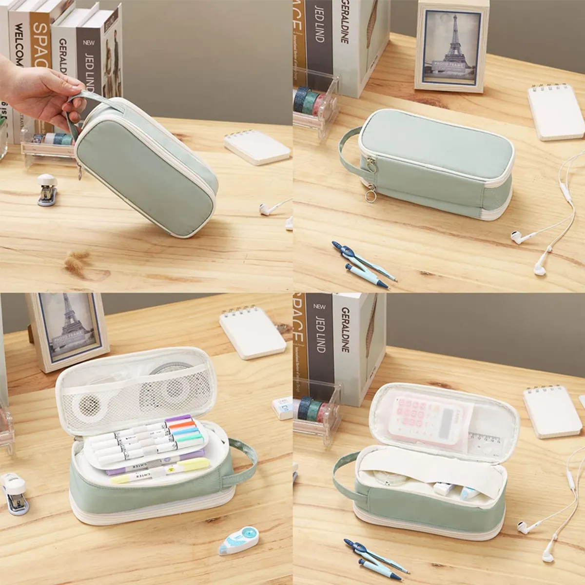 Big Capacity Zipper Pencil Case Aesthetic Pen Bag Pouch 3