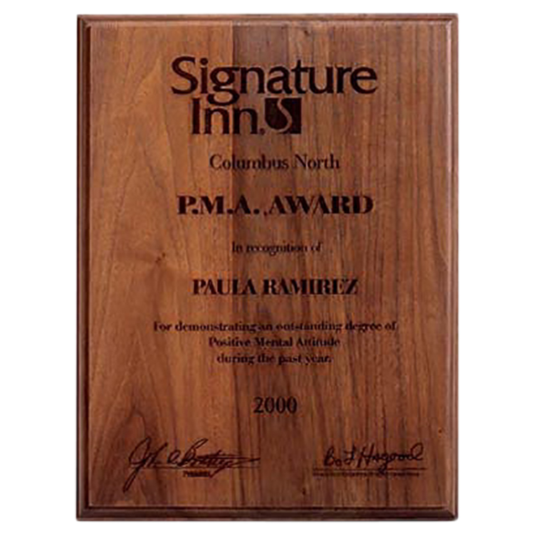 Genuine Walnut Engraved Plaque