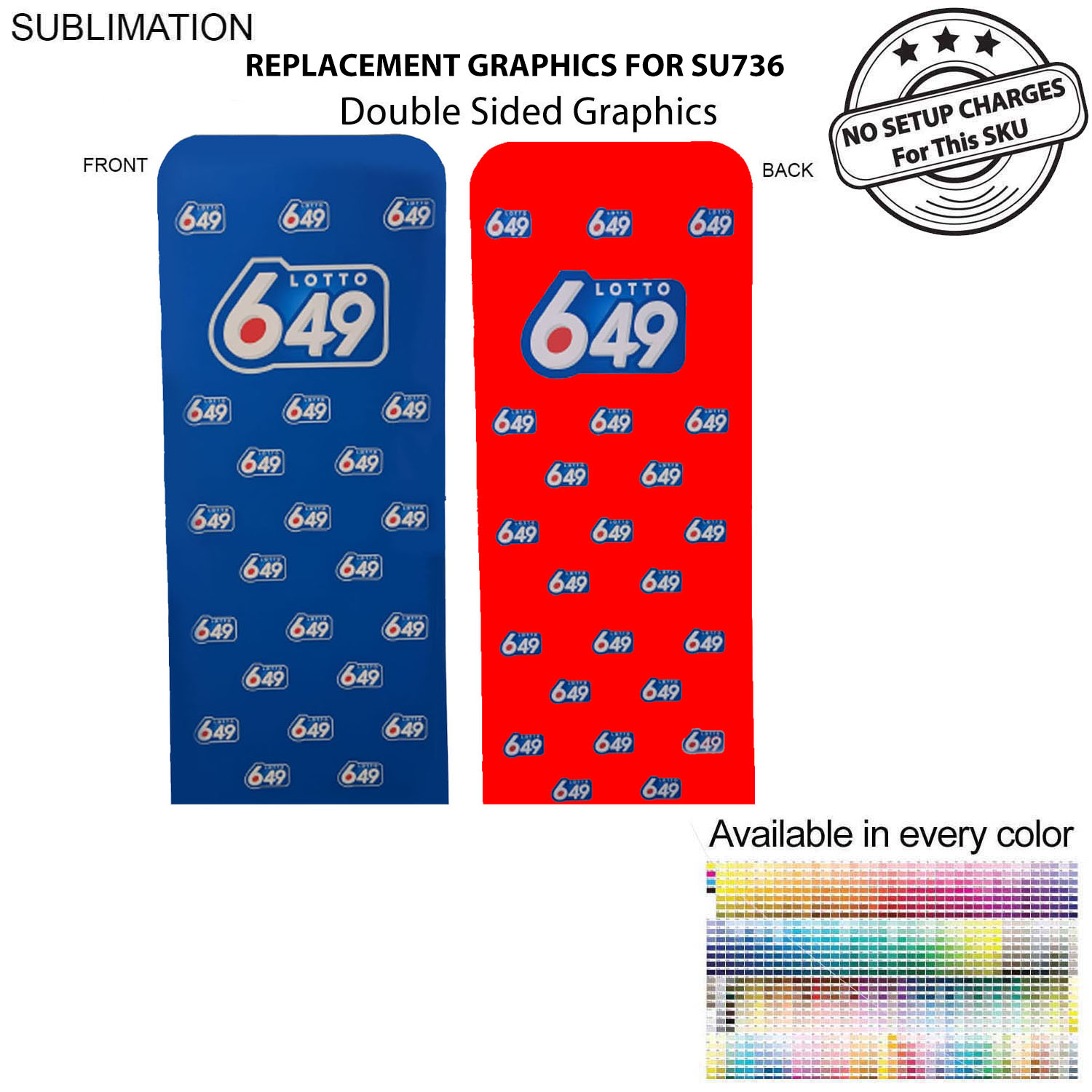 Replacement Graphics Double Sided 3'W x 90"H EuroFit Tension Fabric Slip on cover, NO SETUP 7