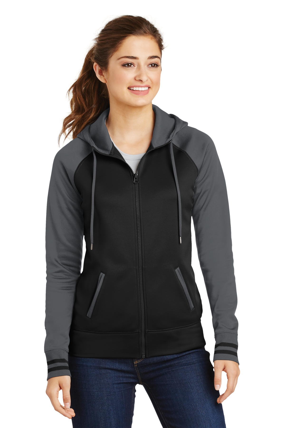 Sport-Tek Women's Sport-Wick Varsity Fleece Full-Zip Hooded Jacket. LST236 32