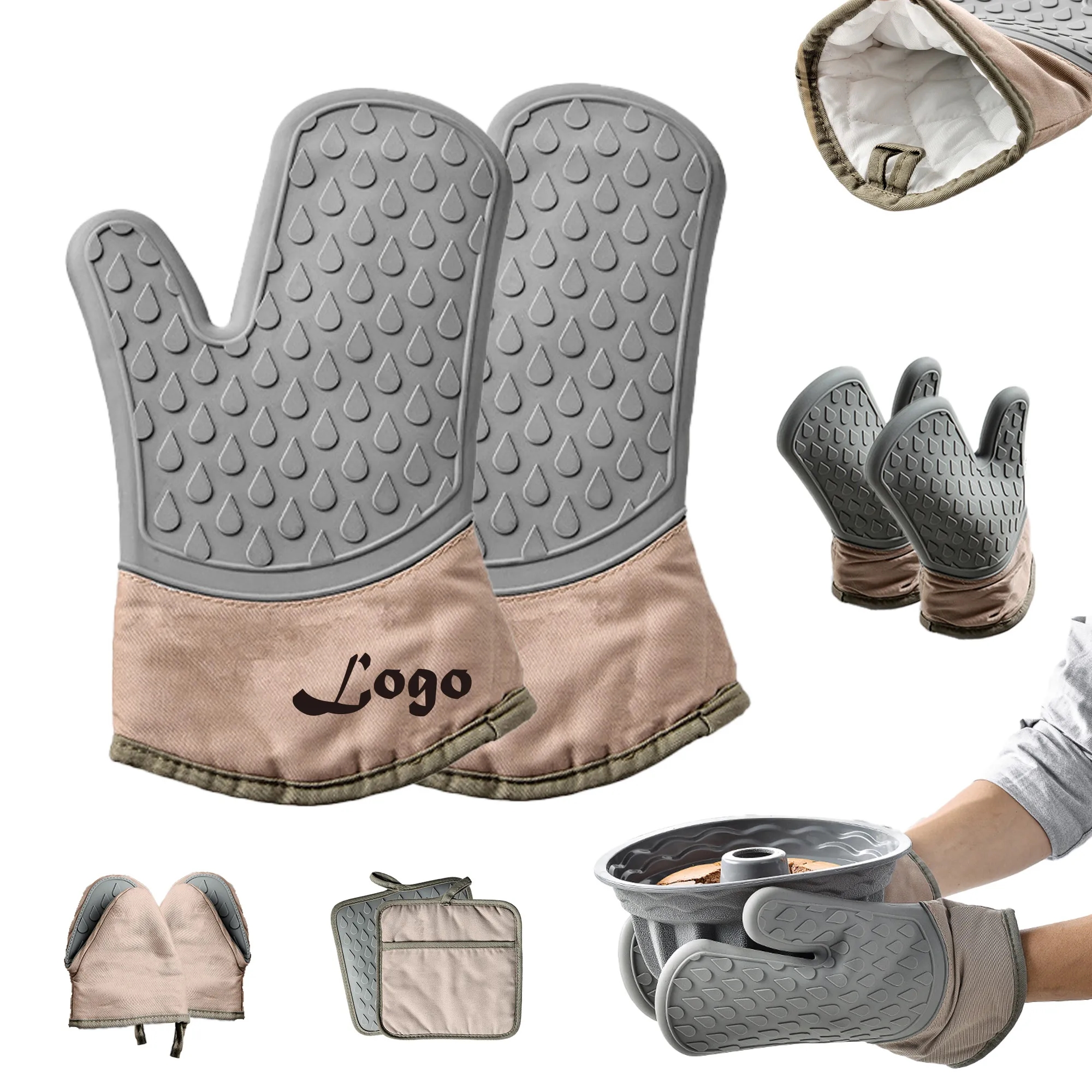Grey Silicone Oven Mitt 3