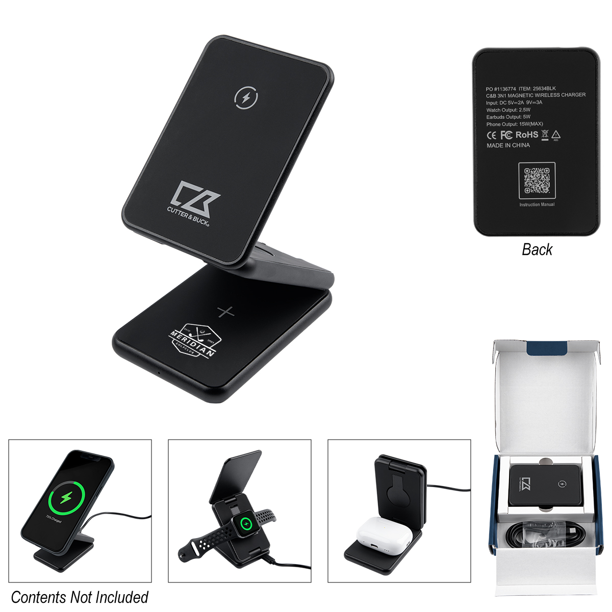 Cutter & Buck® 3-In-1 Magnetic Wireless Charger 1