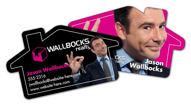 Extra-Thick UV-Coated (1S) House Shaped Paper Business Card - B. Unique Shape (3.5x2) - 14 pt. 2