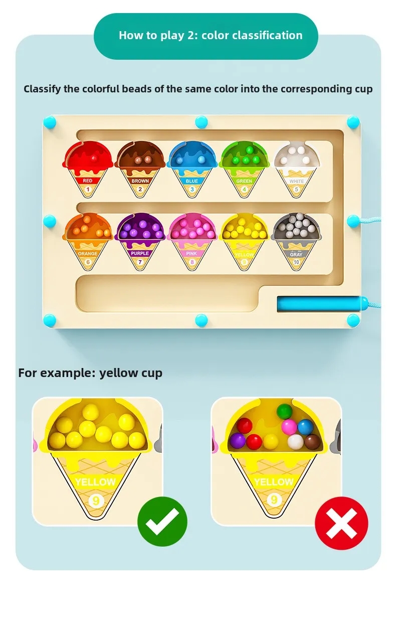 Wholesale Montessori Magnetic Counting Maze Wooden Educational Toy for Preschool 6