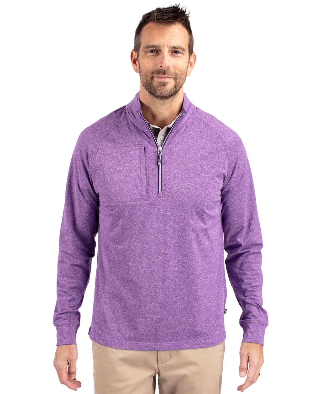 Cutter & Buck Adapt Recycled Soft Knit Stretch Mens Big & Tall Heathered Quarter Zip Pullover Big & Tall 69