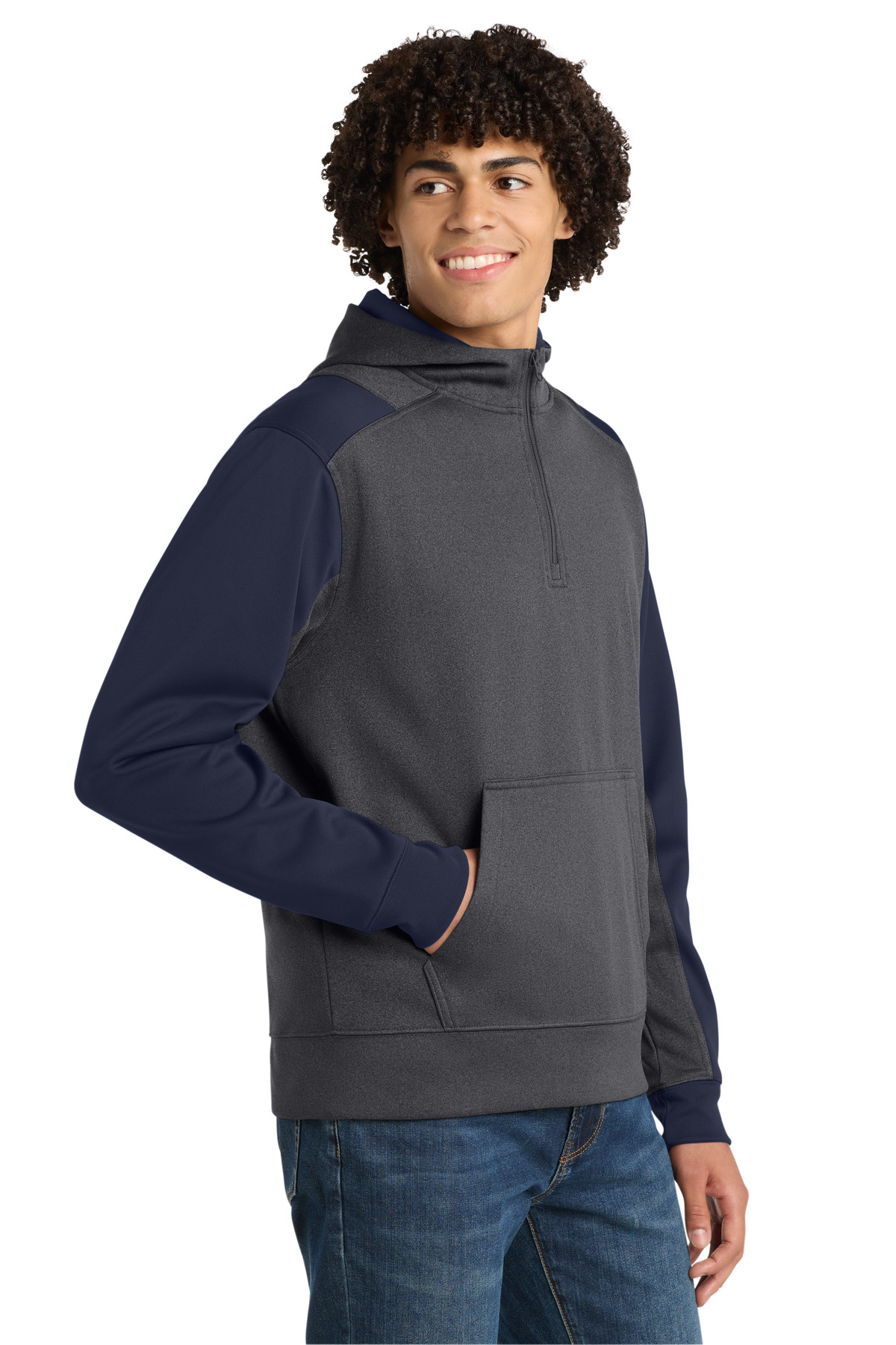Sport-Tek Tech Fleece Colorblock 1/4-Zip Hooded Sweatshirt. ST249, custom hoodie or sweatshirt with logo imprint 22
