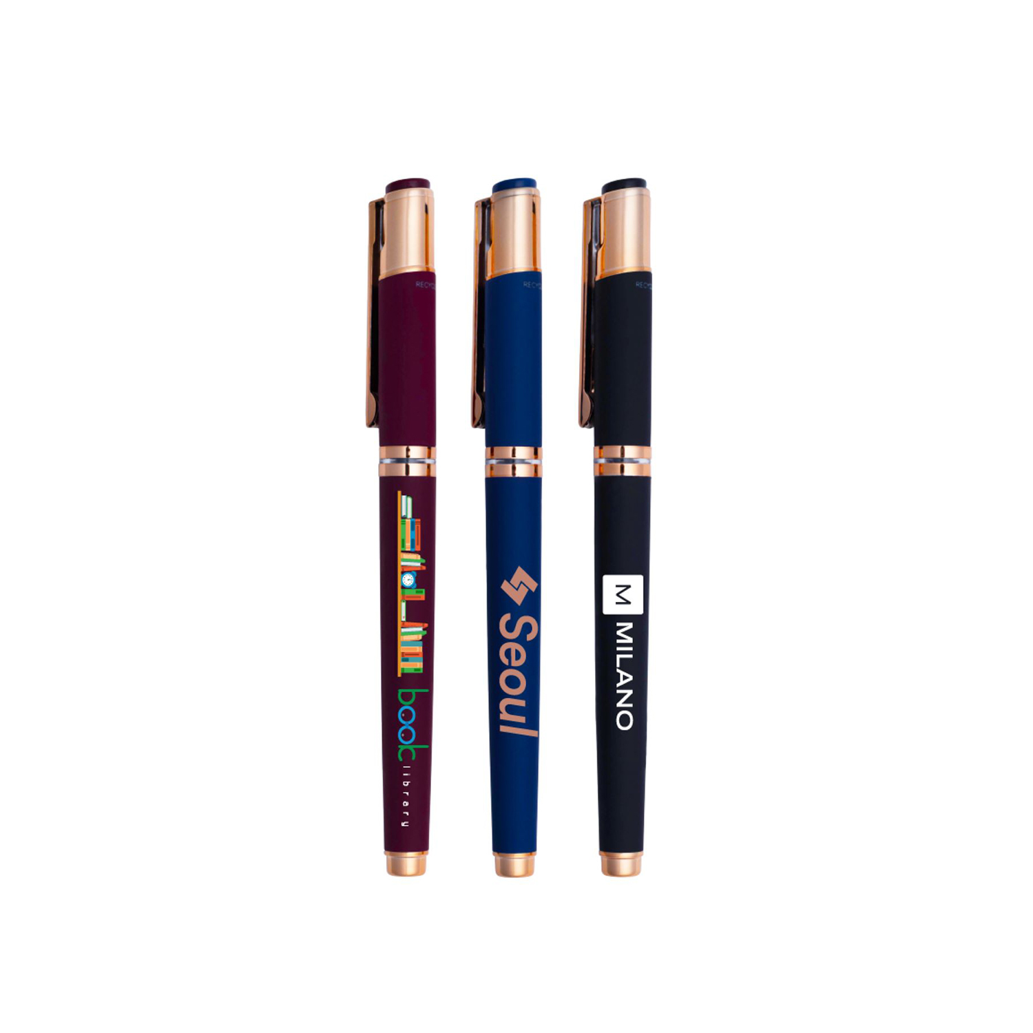 Satin Soft Touch Earl Gel Pen - Rose Gold Accents (Recycled Material) 5