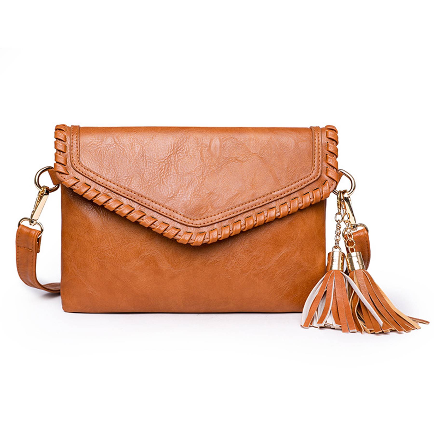 Women's PU Leather Envelope Purse Messanger Bag With Tassels 4