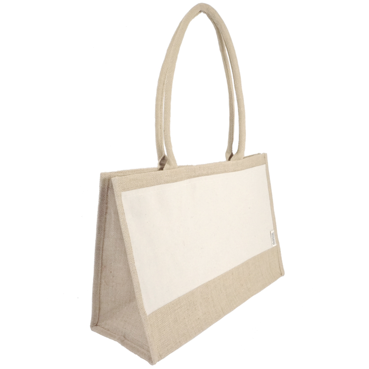 Seattle Recycled Cotton Front Pocket Jute Shopper Tote 21