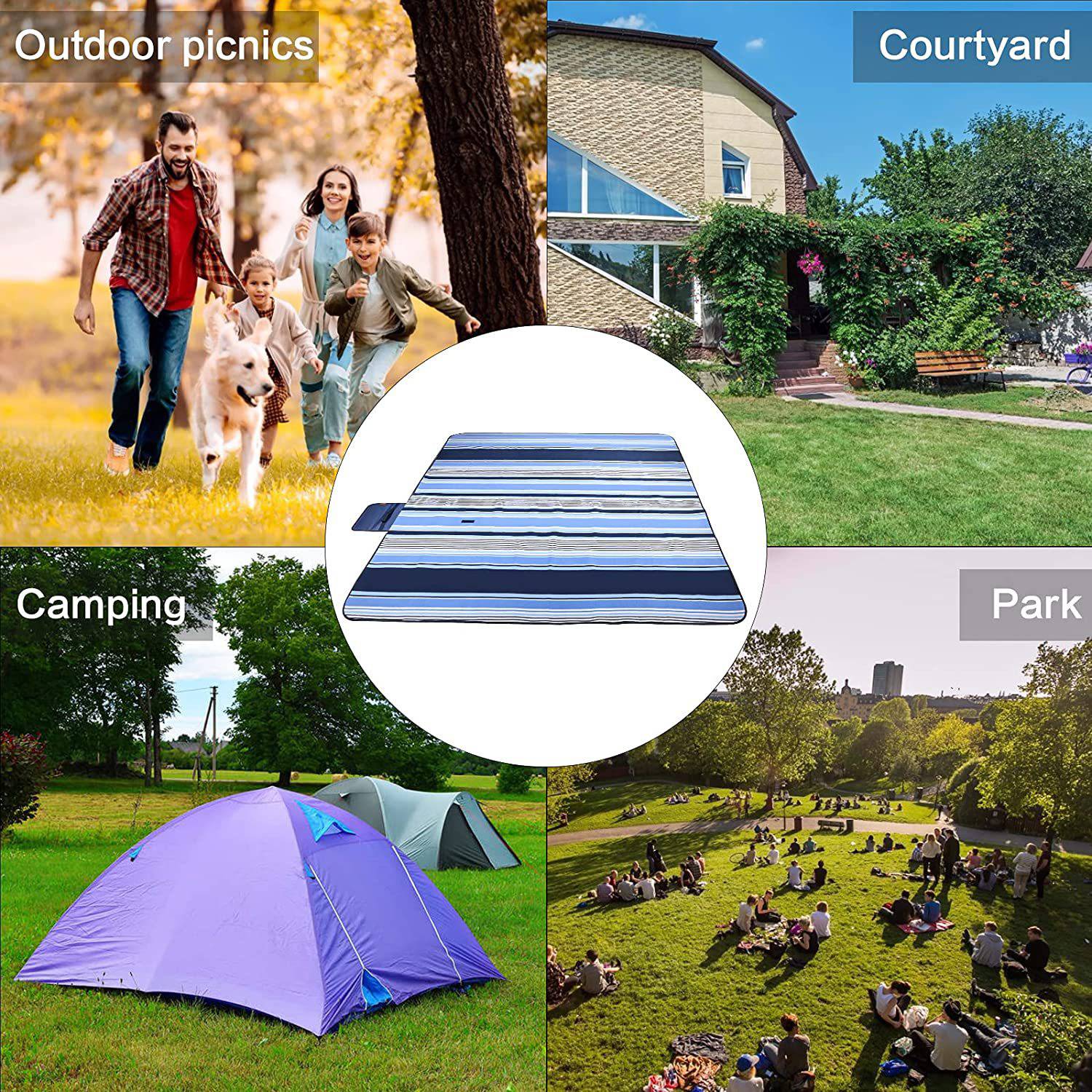 Outdoor Fleece Picnic Blanket Mat 4