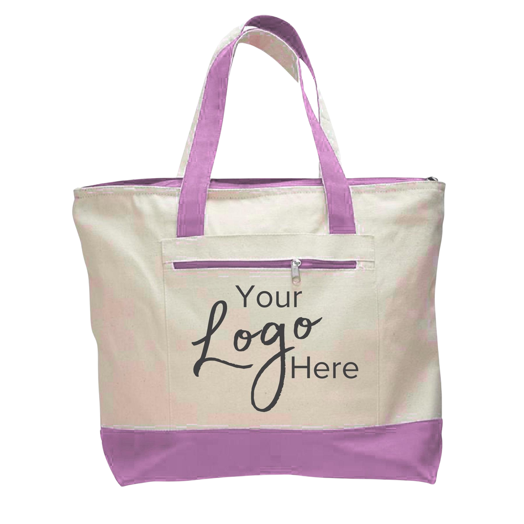 Canvas Zipper Tote Bag 18" W x 14" H with 4.5" Gusset, custom tote bag with logo imprint 8