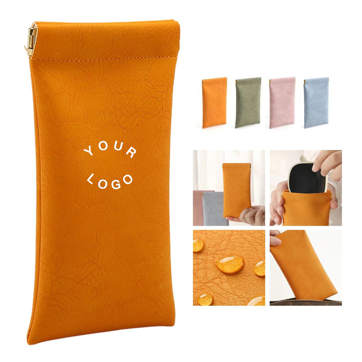 PU Leather Eyeglass Pouch with Metal Closure 2