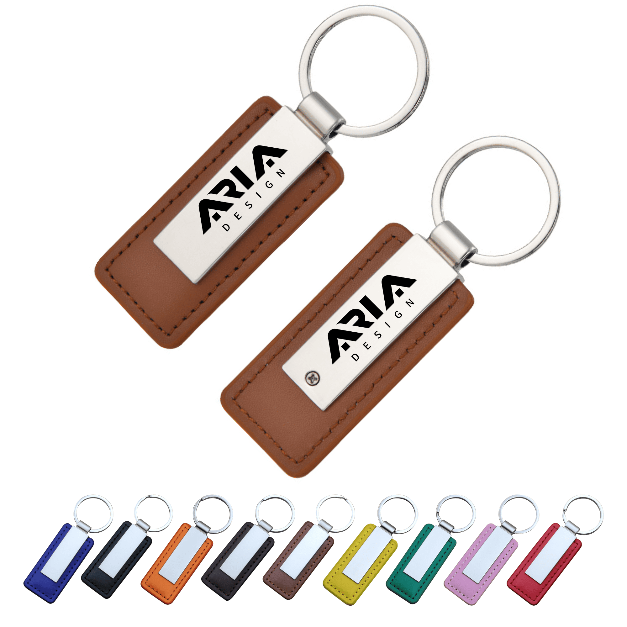 Metal Inserts Leather Keychain 2