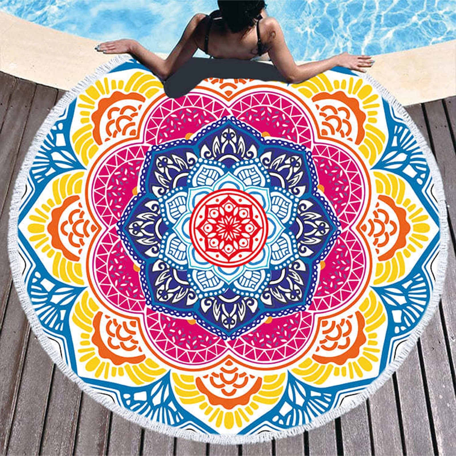 59 Inch Microfiber Fabric Round Beach Towel 6