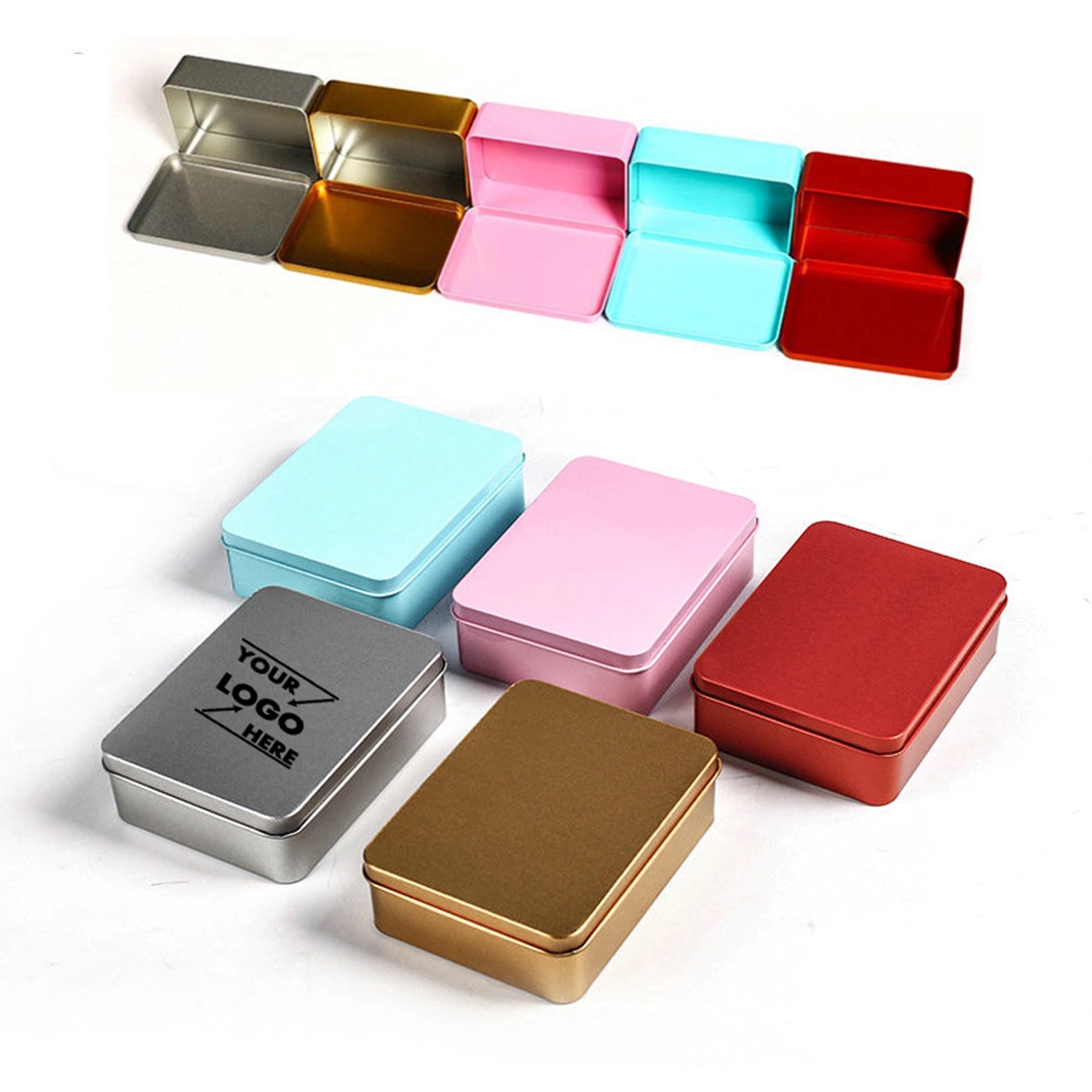 Rectangle Empty Tin Storage Box With Lid 2