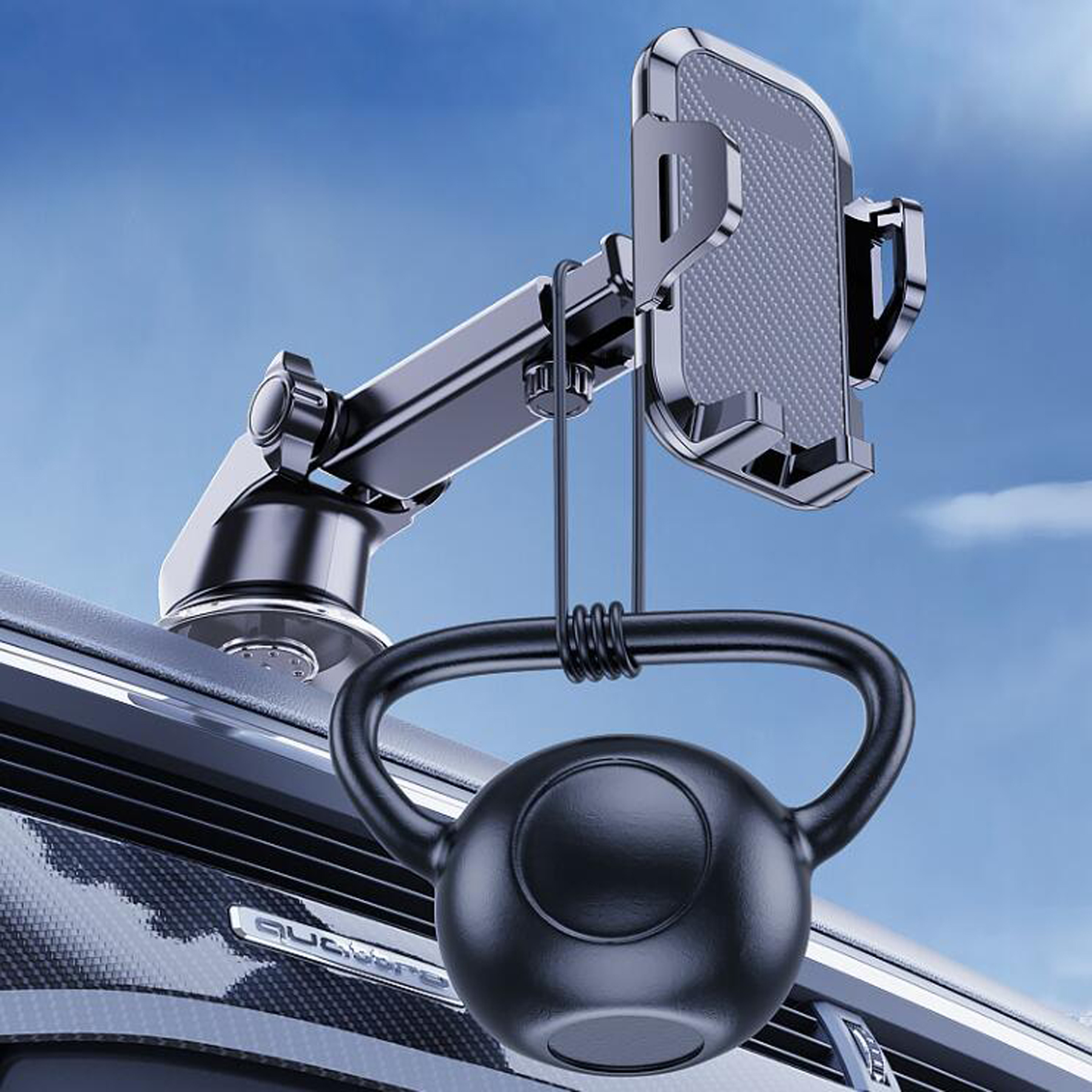 Carbon Fiber Rotating Dashboard Phone Mount