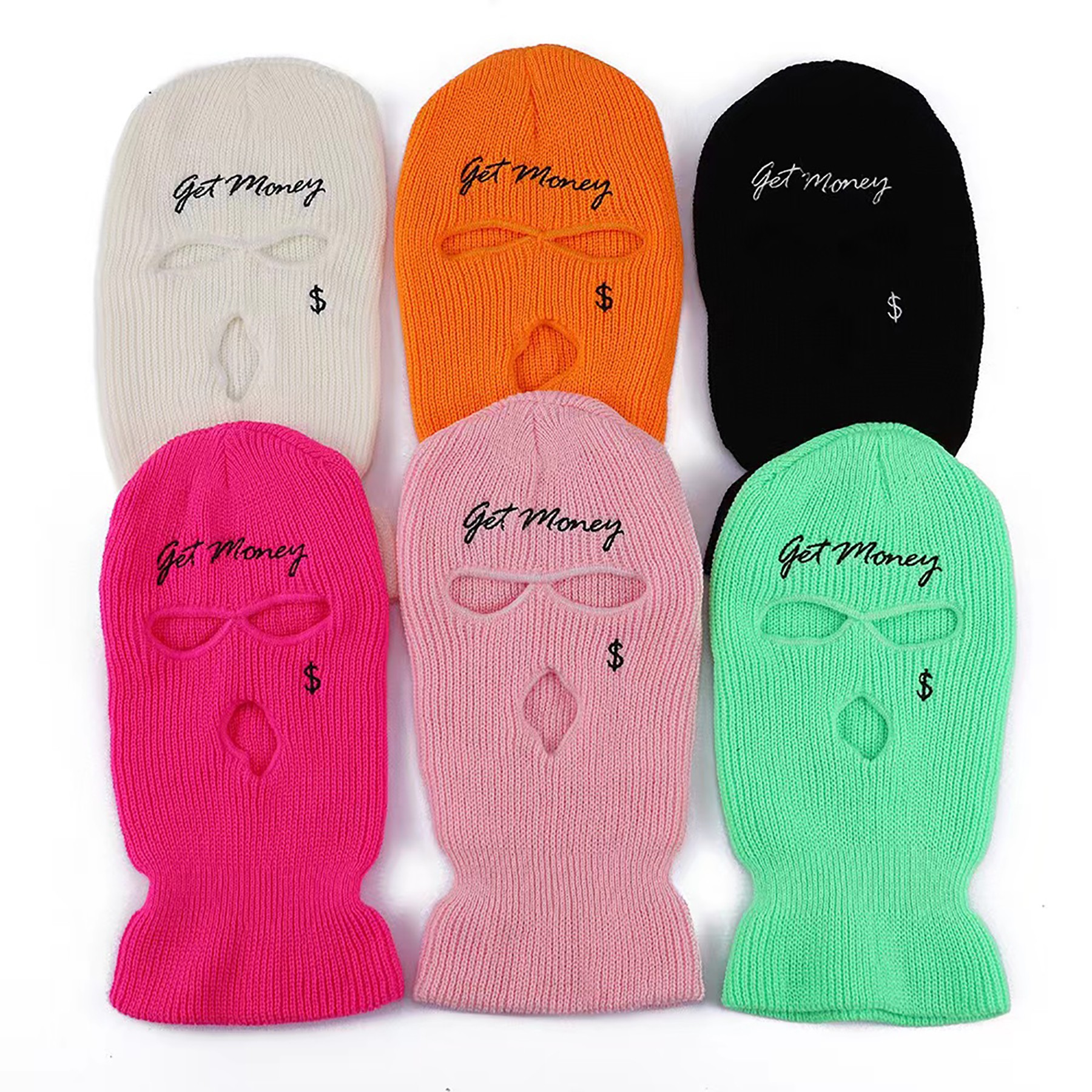 Custom 3 Holes Knitted Ski Mask Neck Gaiter Balaclava 11