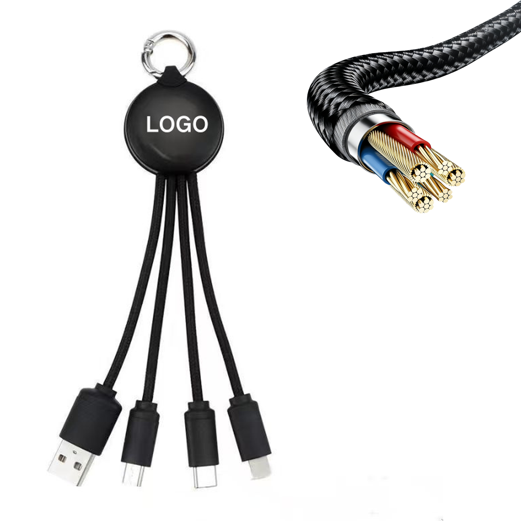 MOQ 20 Keychain USB Multi-Port Charging Cable 2
