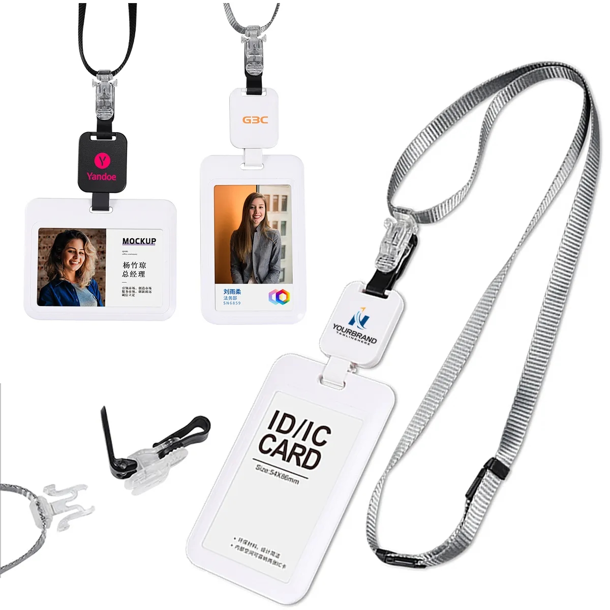 Retractable Badge Reel with Hard Plastic ID Card Holder 5