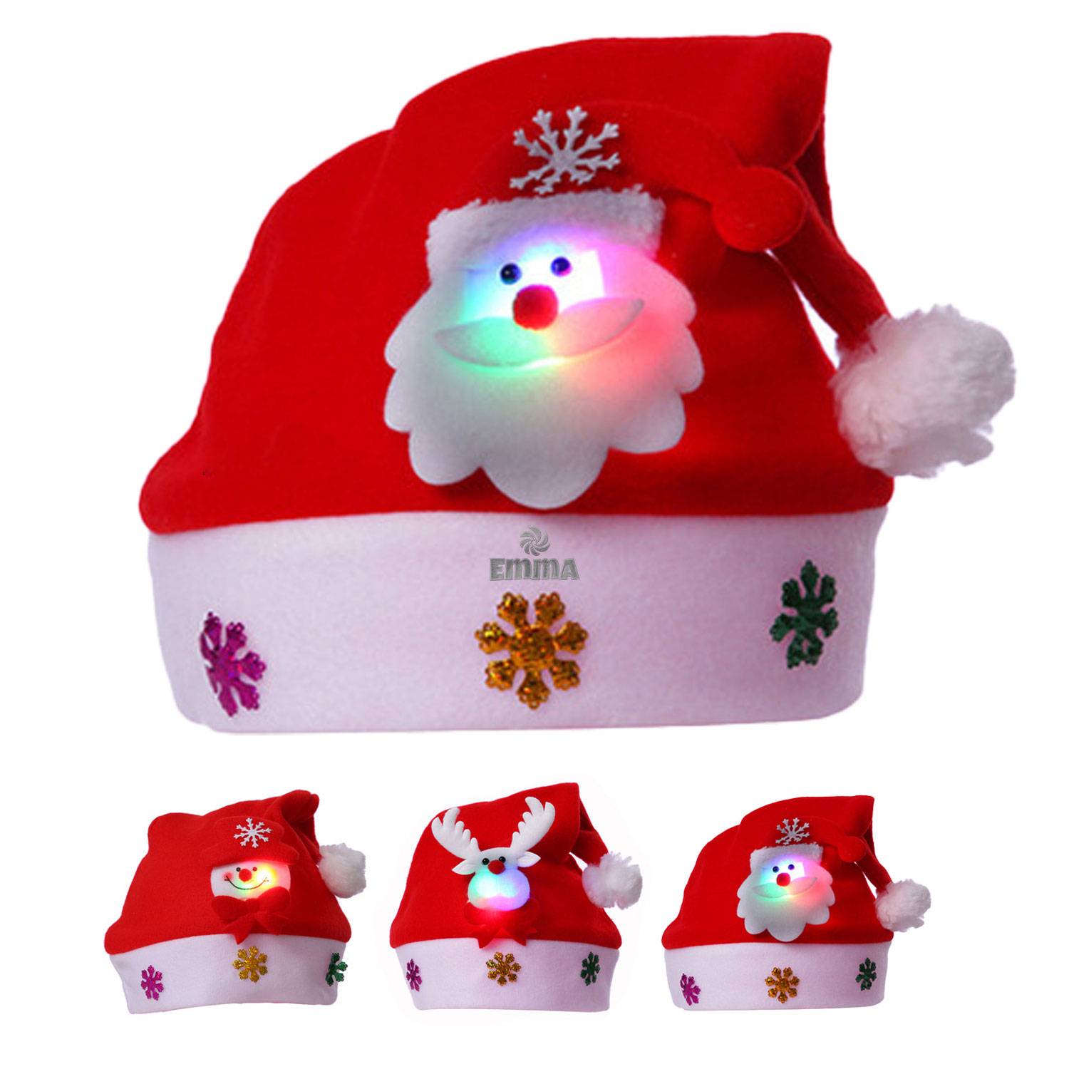 Christmas Hats LED Light Santa Snowman Deer 9
