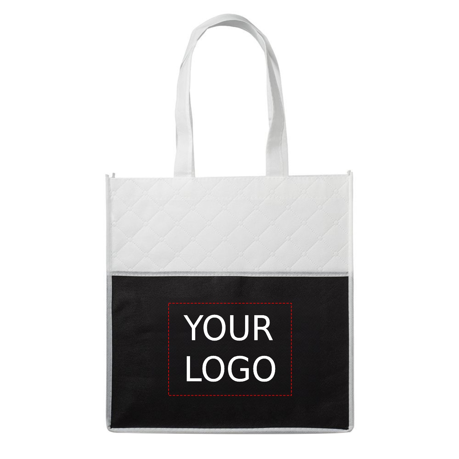 Two Tone Quilted Pocket Tote Bag 5