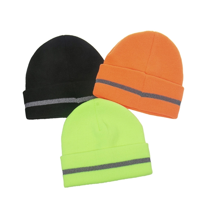 Knit Beanie W/Reflective Stripes 1