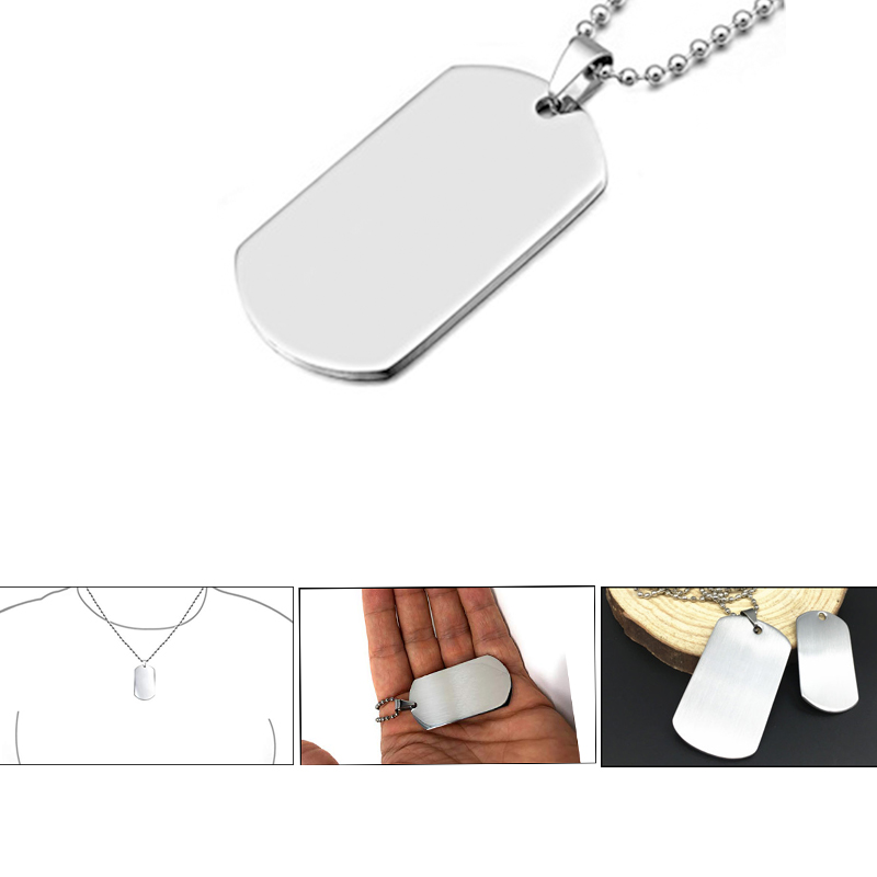 Stainless Steel Necklace Dog Tag Pendant with 24 inch Chain 1