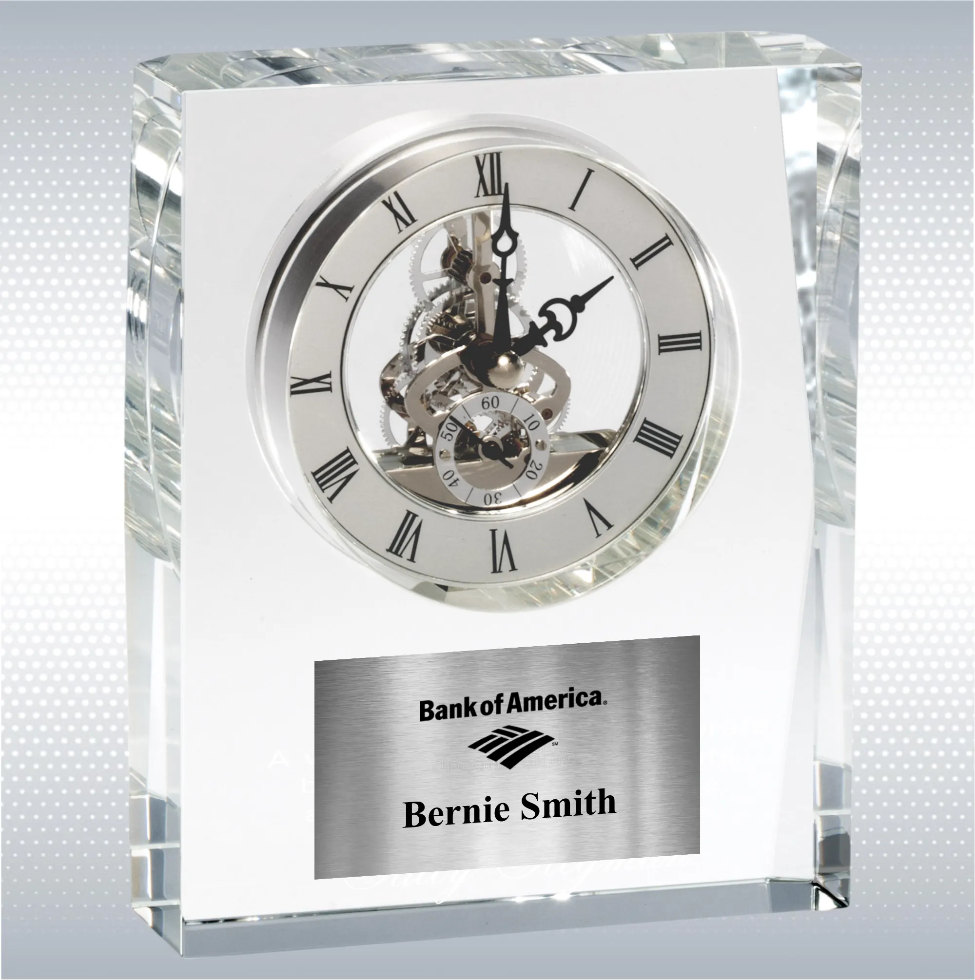 5.75" Rectangular Crystal Desk Clock Award 3