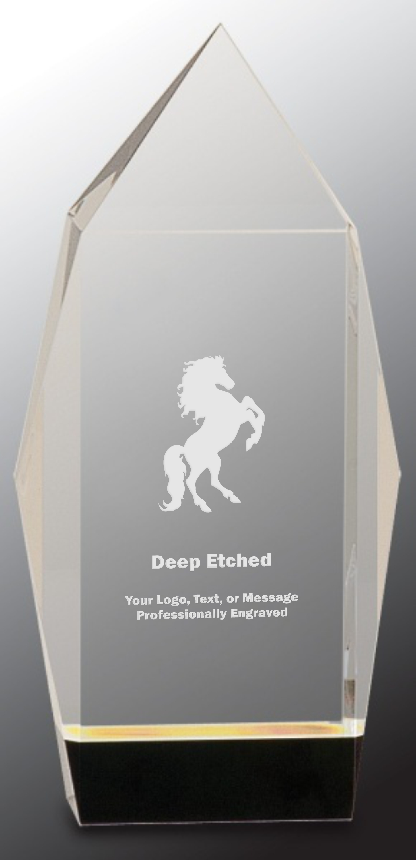 7 1/2" Clear Crystal Facet Rectangle Award on Black Base