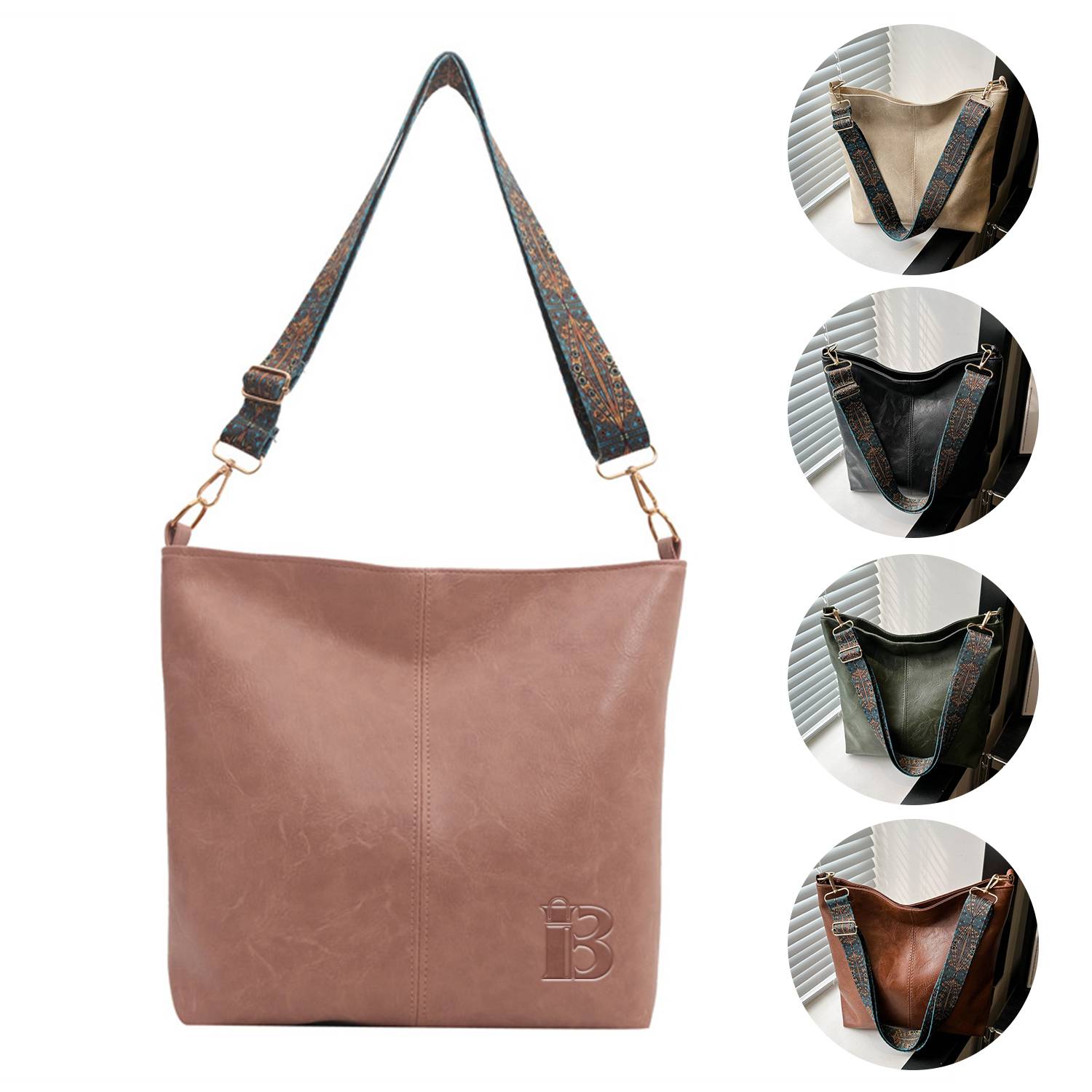 Large Capacity PU Leather Tote Bags for Women, custom tote bag with logo imprint 5
