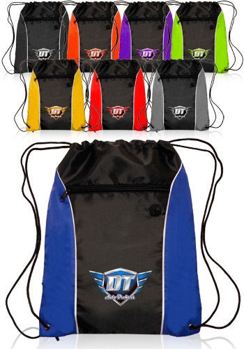 Color Polyester Drawstring Backpack - 13" W x 17" H 1