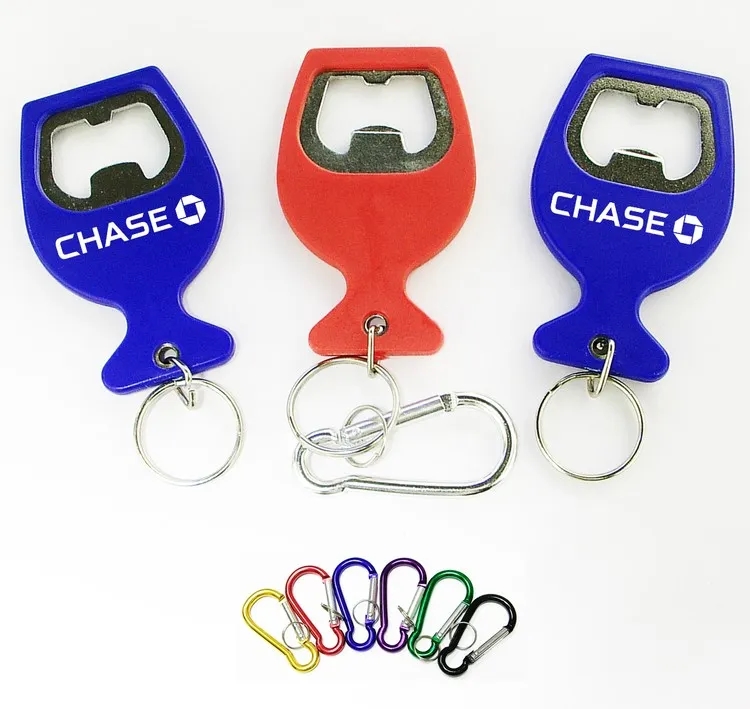 Wine cup shape bottle opener with split key ring 1