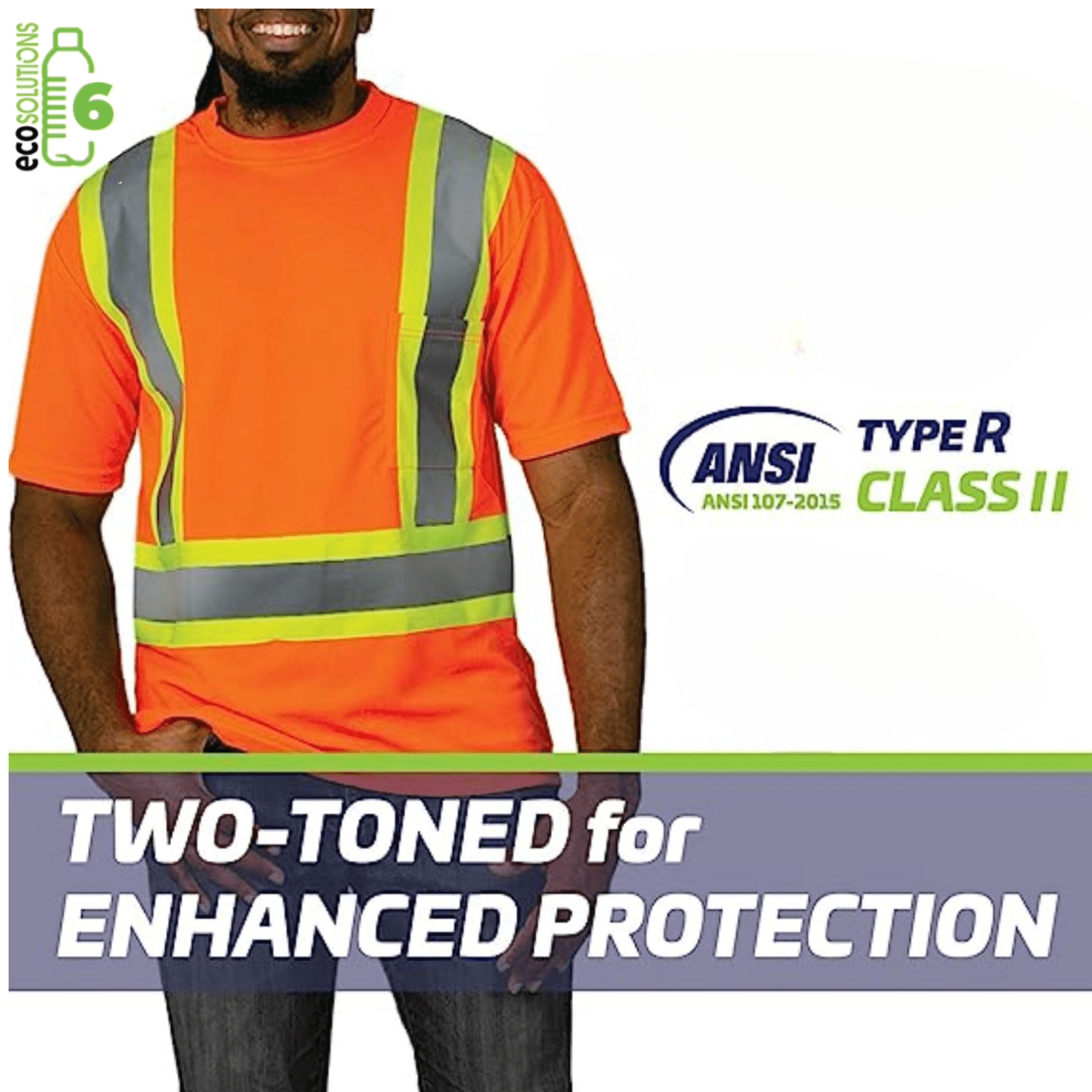 Recycled Class 2 Reflective Cross Back Safety Tee Shirt With Chest Pocket 7