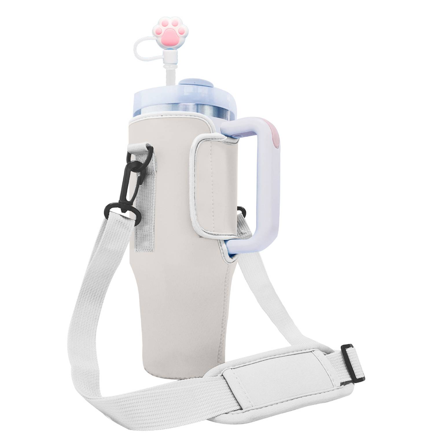 Neoprene water cup cover with adjustable shoulder strap 4
