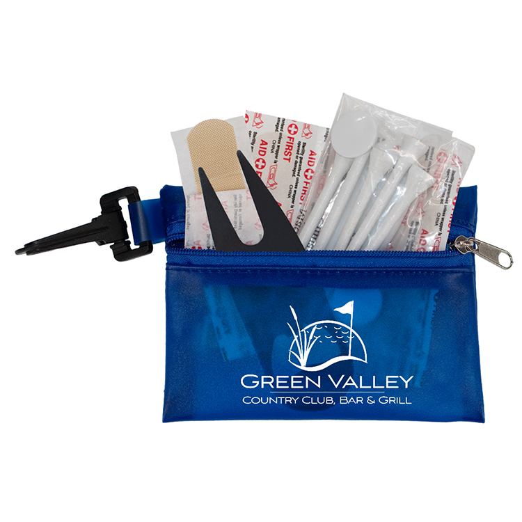 "FAIRWAY 12" 12 Piece Healthy Living Sun Kit Components inserted into Translucent Zipper Pack with C 4